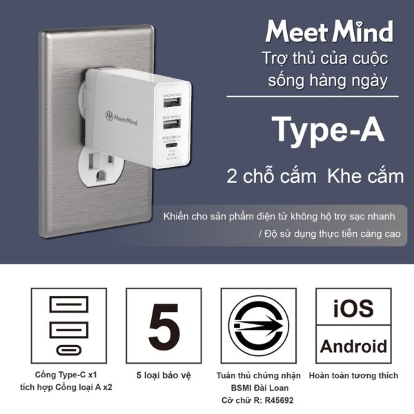 Đại lý thương hiệu Đài Loan｜Sạc nhanh Meet Mind PD+QC 3.0 30W｜Yue Pin HUI