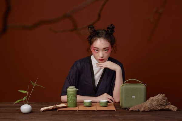 Đại lý thương hiệu Đài Loan｜ bộ pha trà trúc quân tử (Xanh men)｜Yue Pin HUI