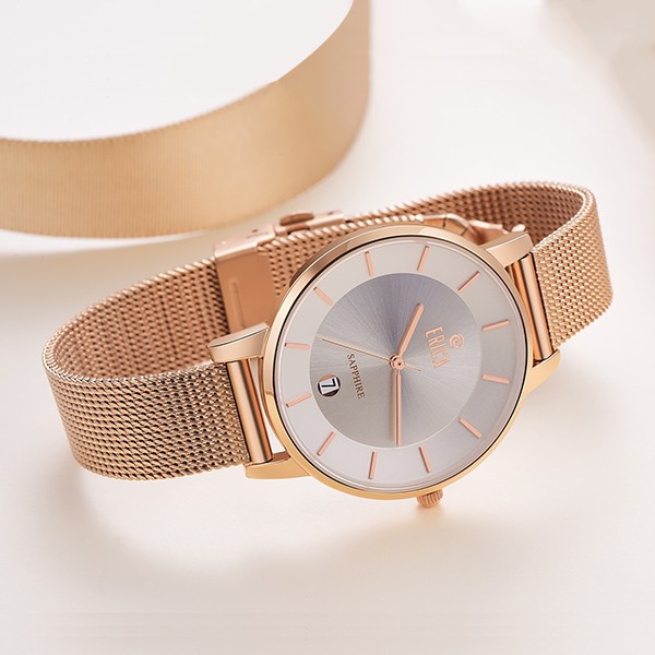 Đại lý thương hiệu Đài Loan｜Đồng hồ thép không gỉ ERICA Milan-Rose Gold (ER-18-GLW)｜Yue Pin HUI